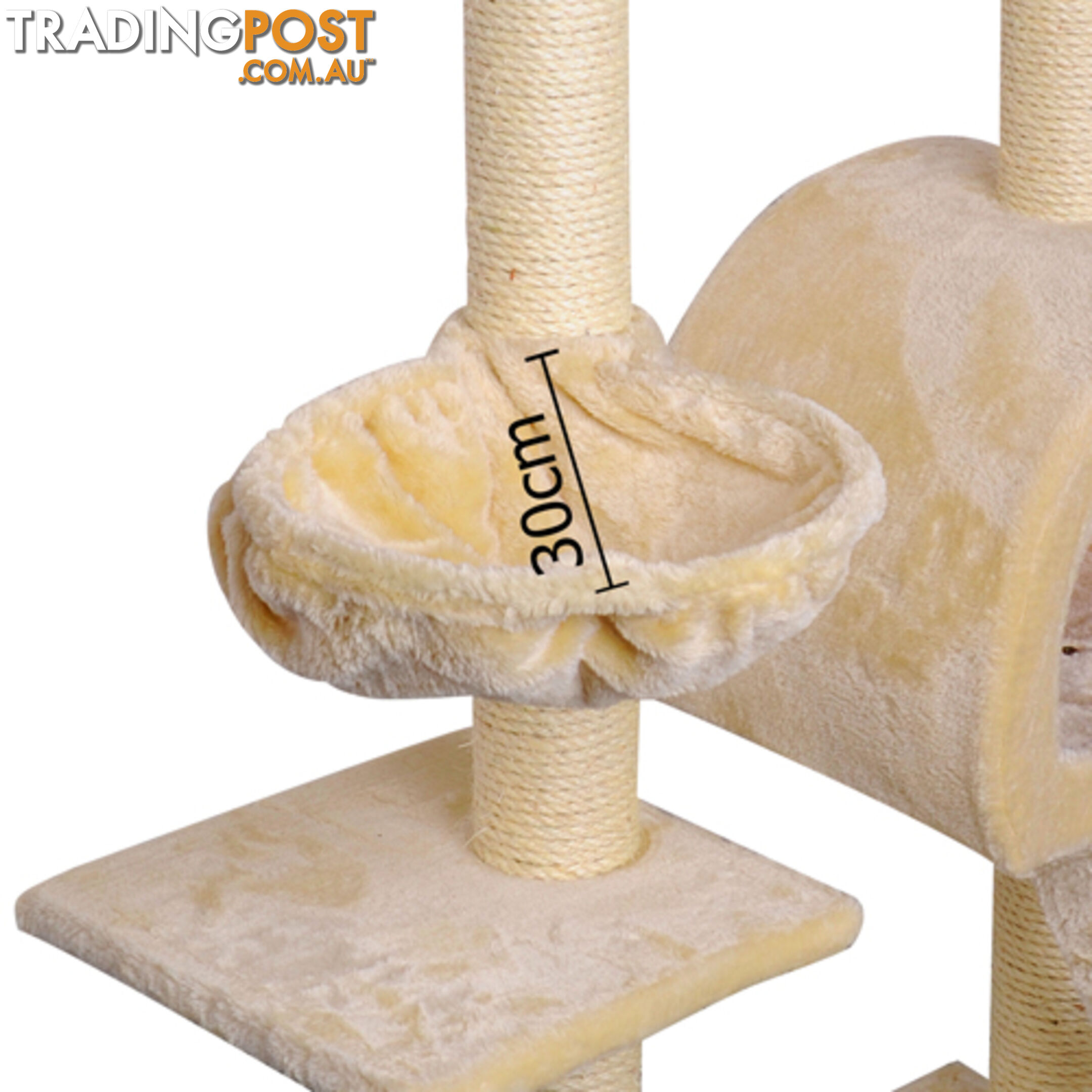 Multi Level Cat Scratching Poles Tree w/ Ladder Beige