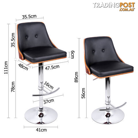 PU Leather Wooden Bar Stool Black - photo 2 of 9