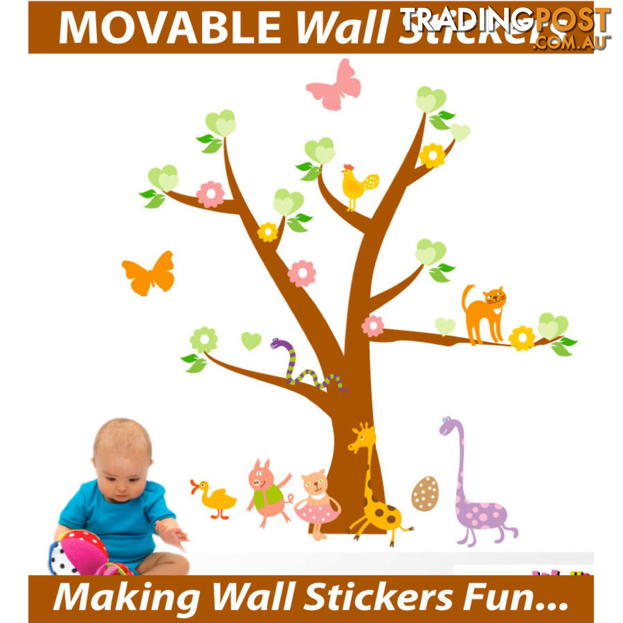 Tree with Cute Animals Wall Stickers - Totally Movable