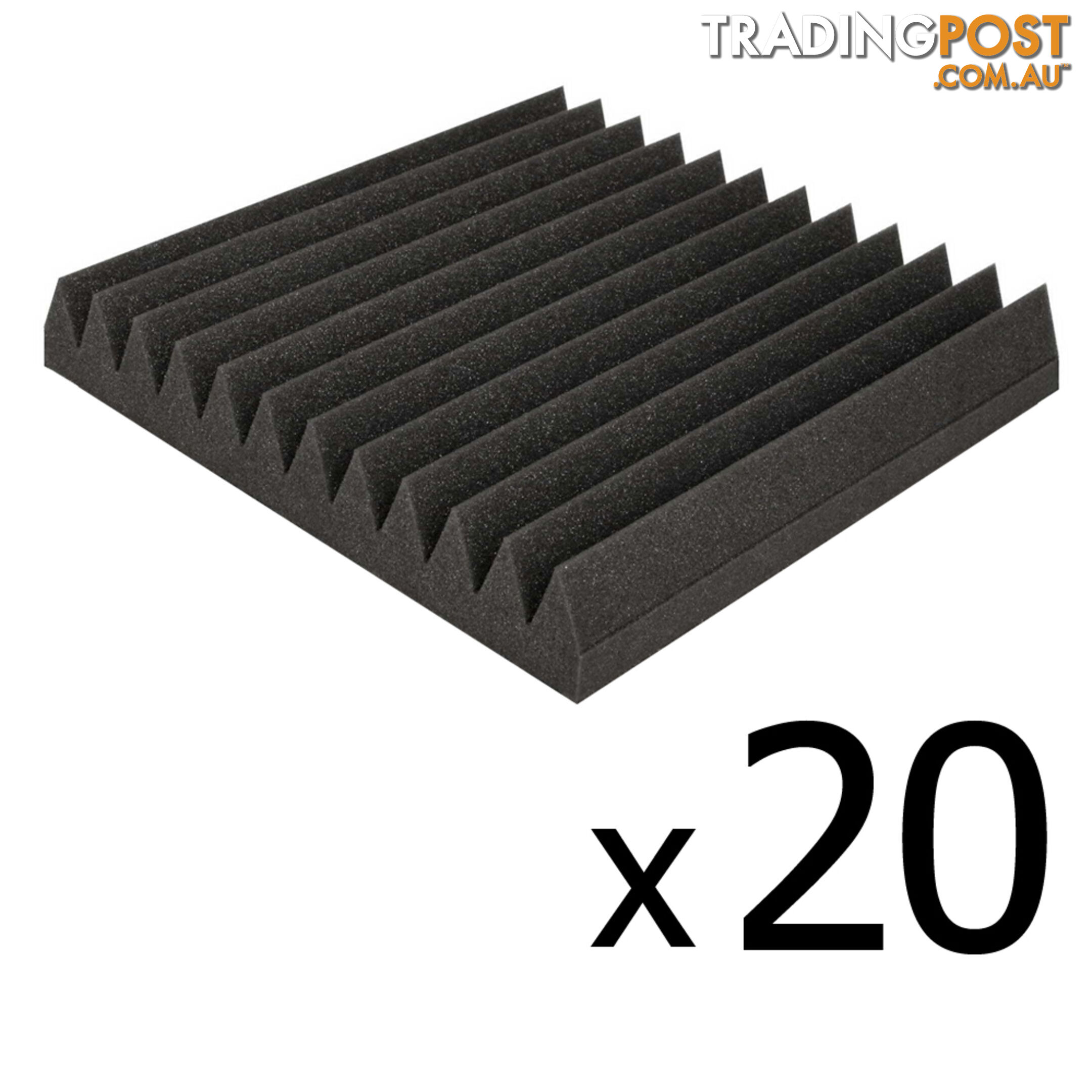 Set of 20 Studio Wedge Acoustic Foam Charcoal 30 x 30cm