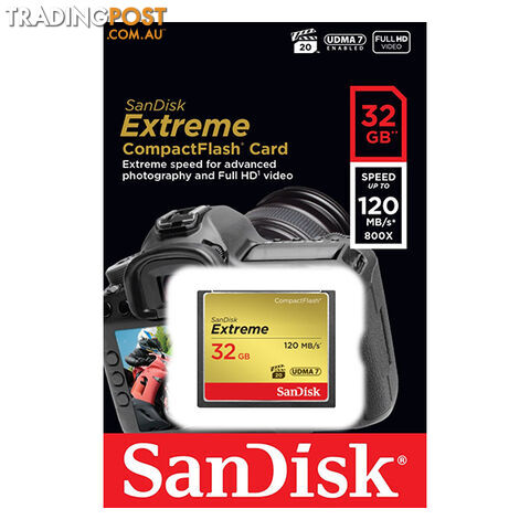 SanDisk 32GB Extreme Compact Flash Card 85MB/s 120MB/s