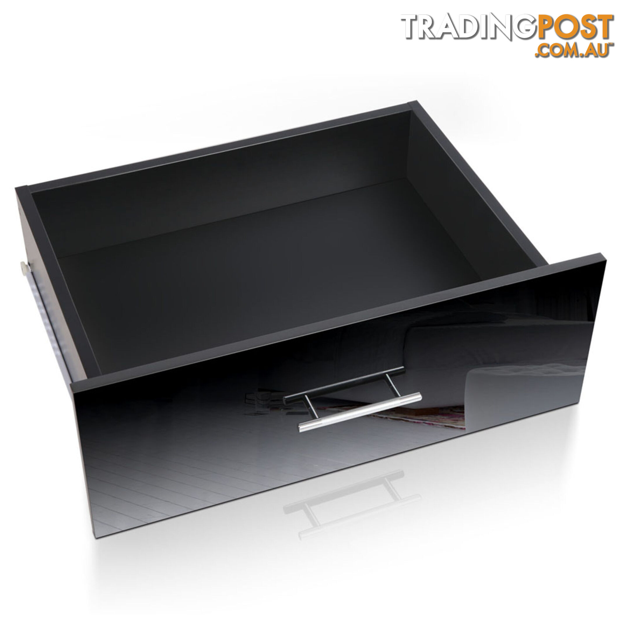 Glossy Bedside Table - Black