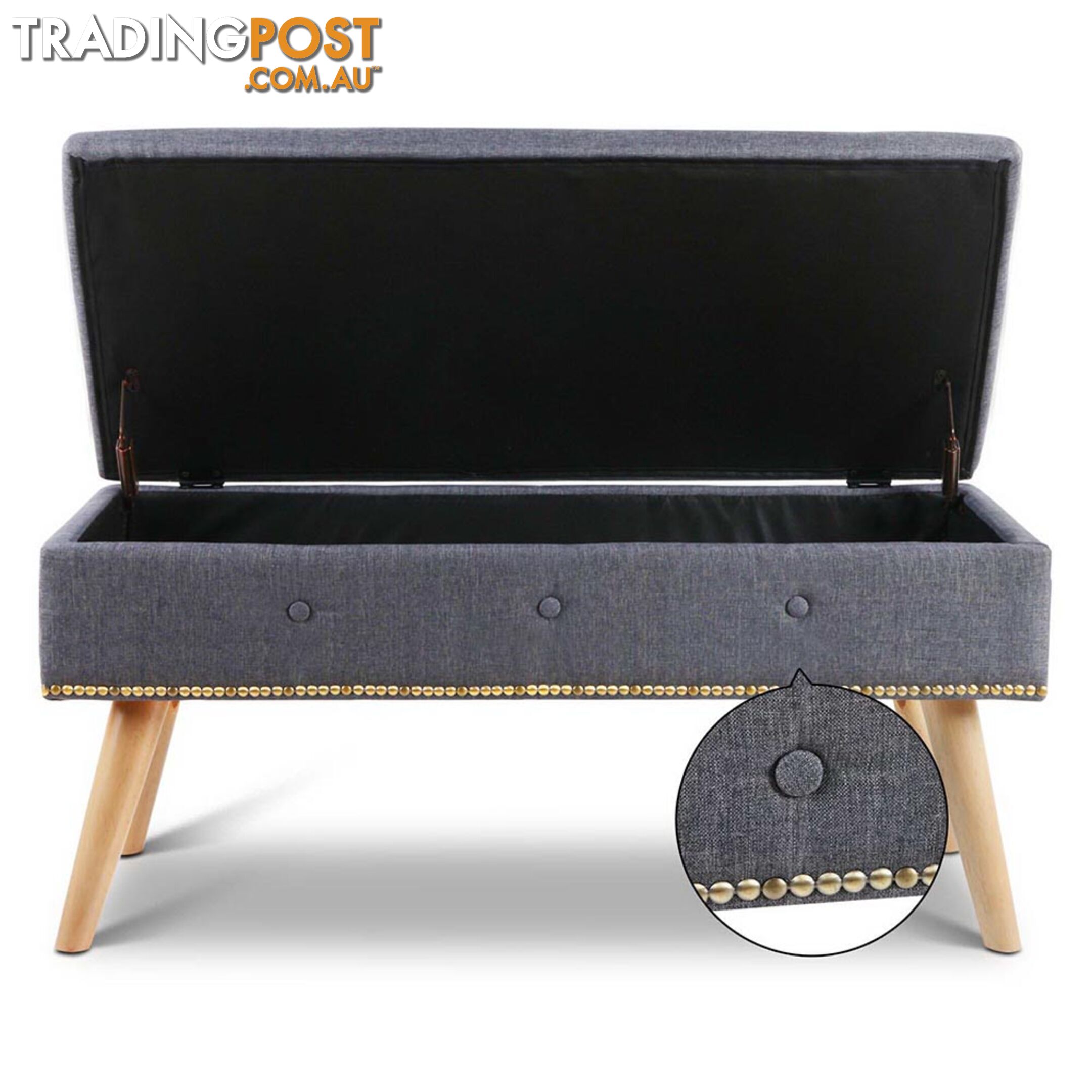 Linen Fabric Storage Ottoman _ÑÐ Grey