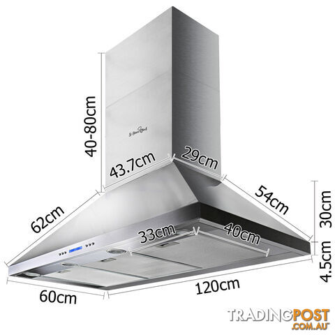 5 Star Chef 3 Fan Speed Rangehood 120cm