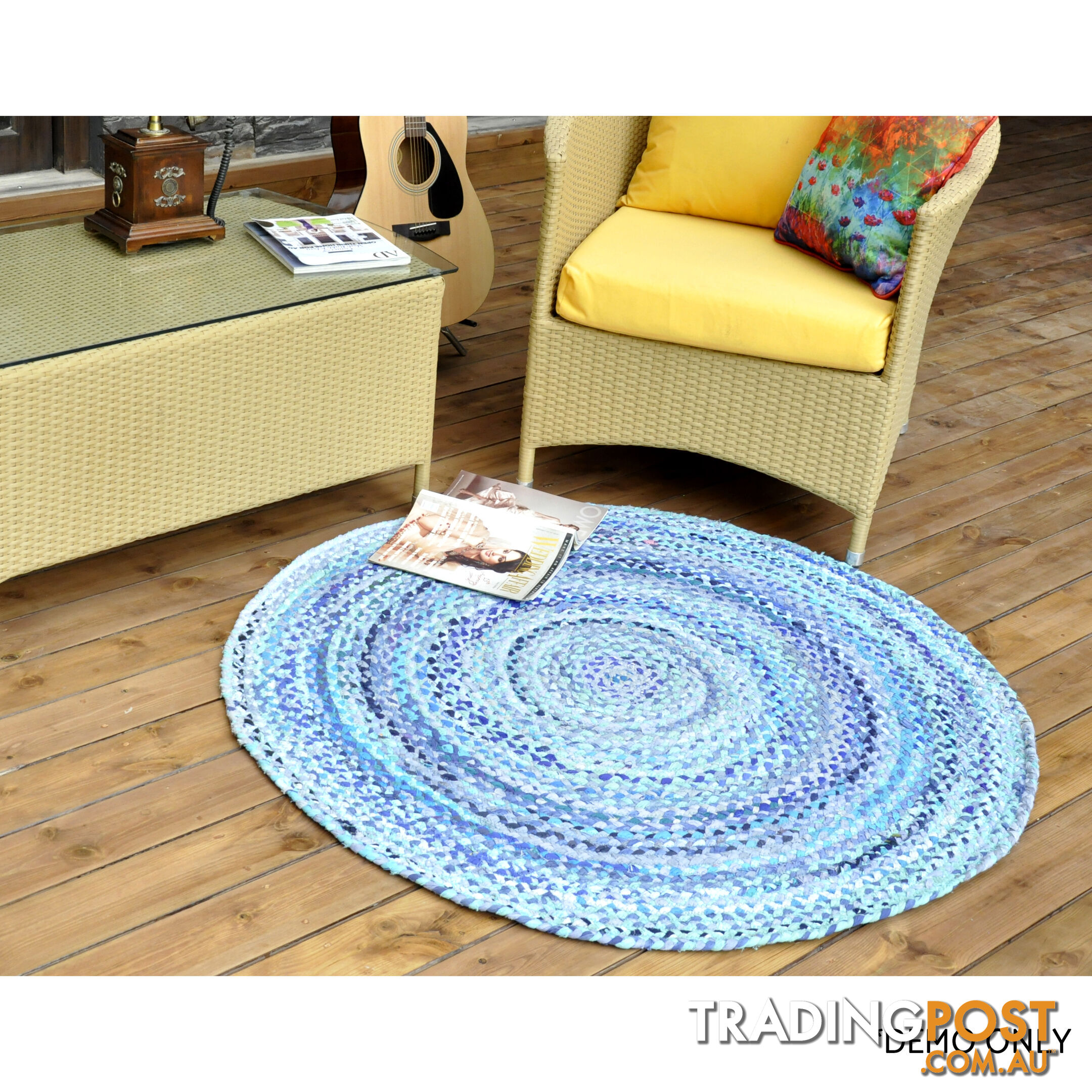 Cotton Blue Rug 120x120cm