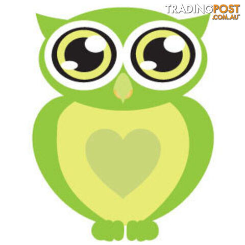 Green owl with big eyes Wall Sticker - Totally Movable