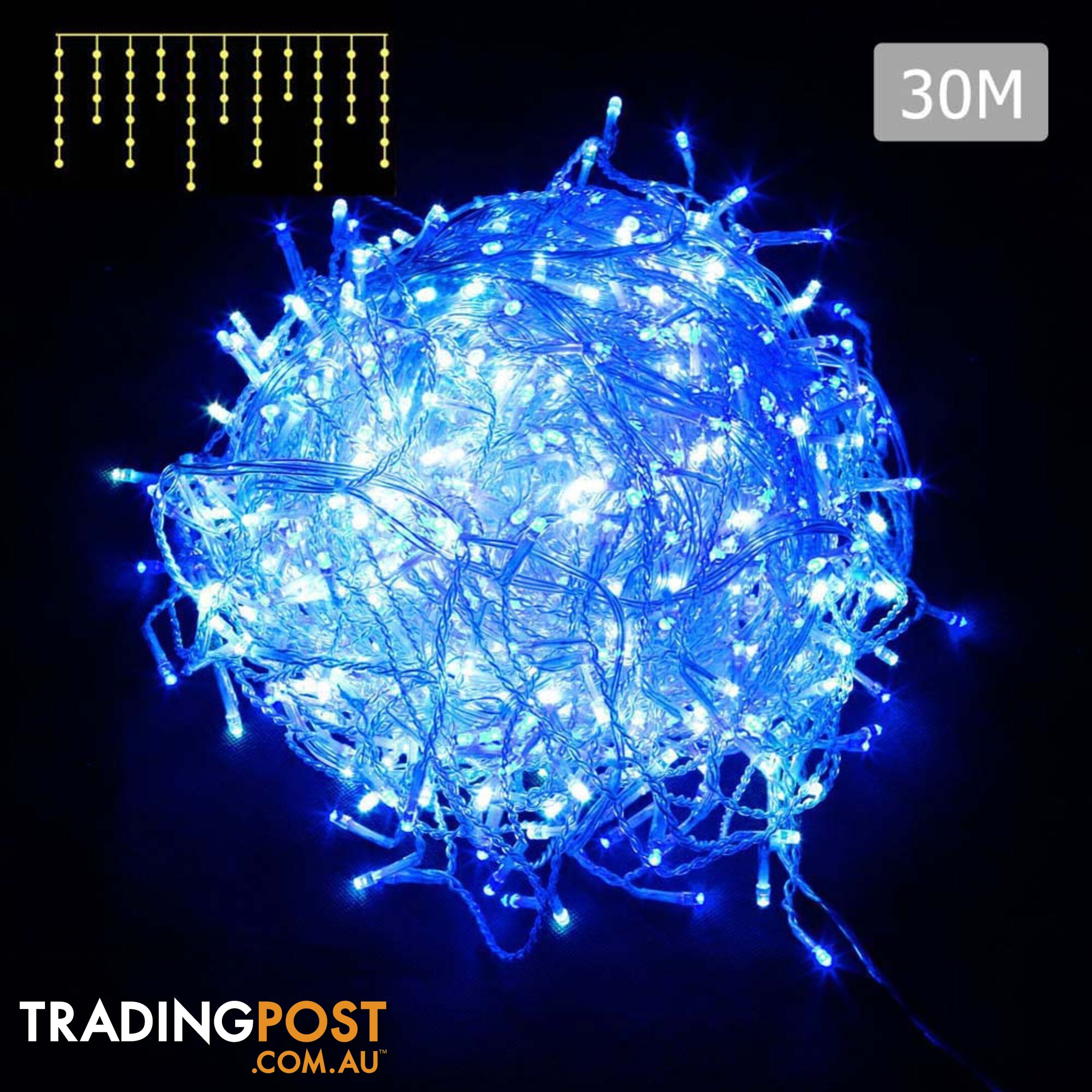 800 LED Christmas Icicle Lights Blue White