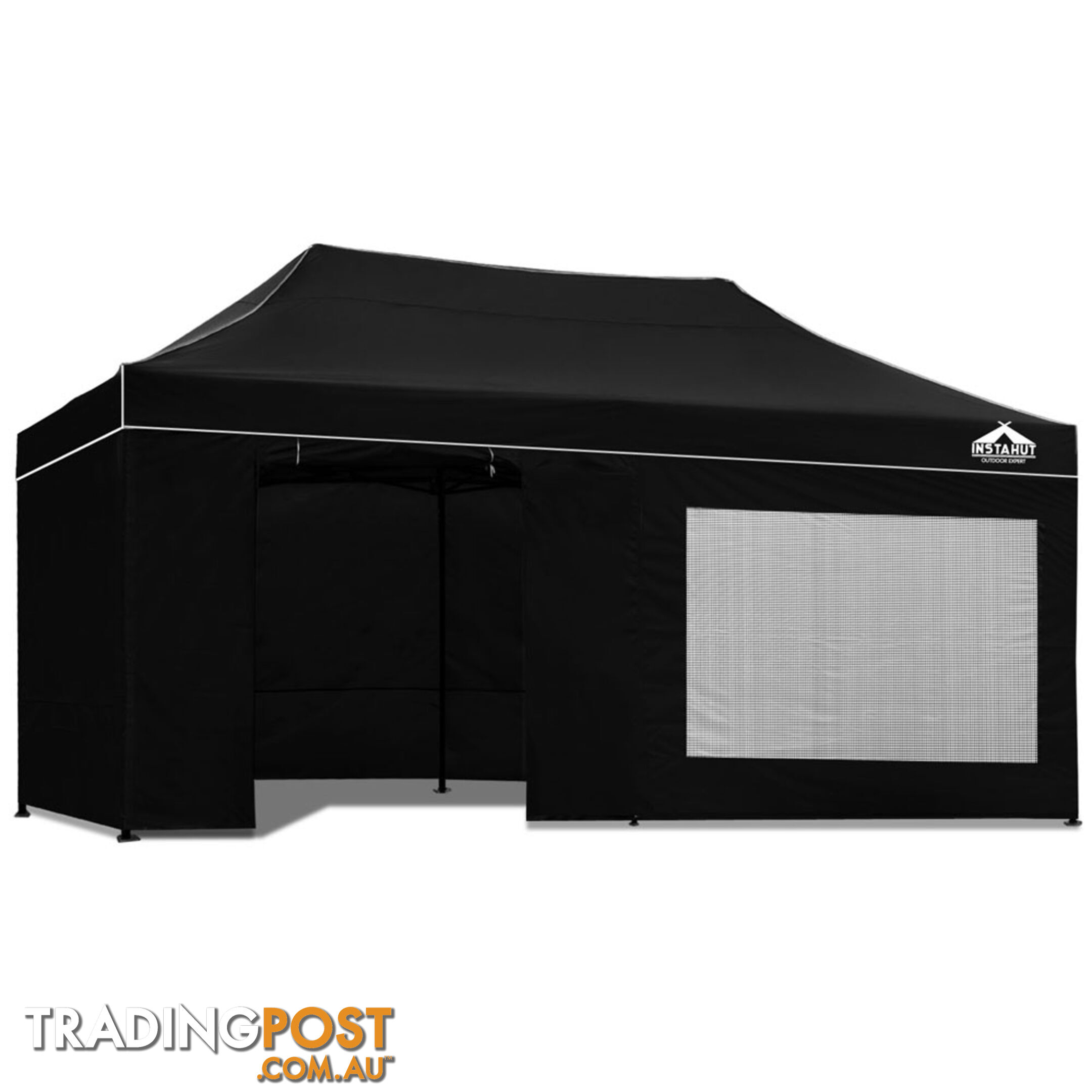 3x6 Pop Up Gazebo Hut with Sandbags Black