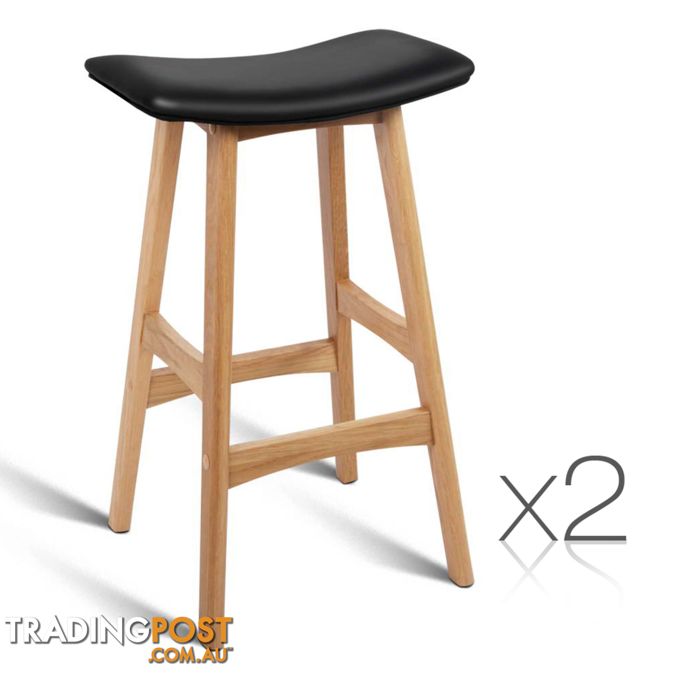 Set of 2 High Seat Barstools Black