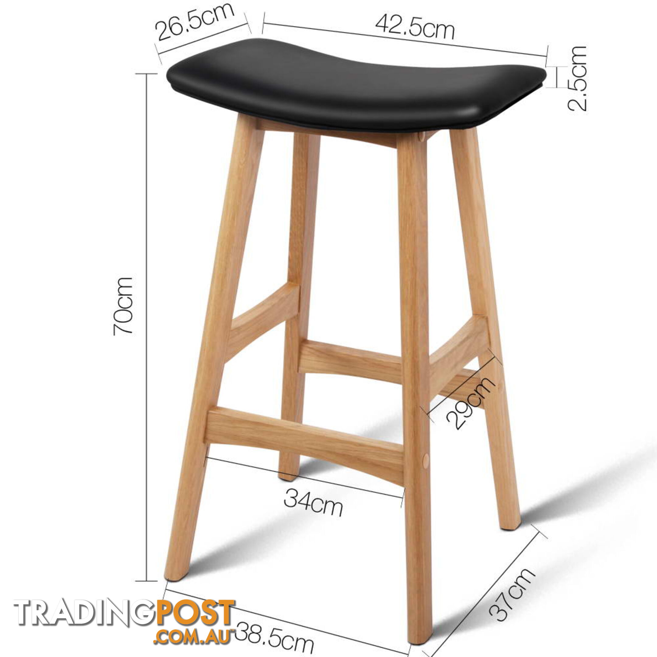 Set of 2 High Seat Barstools Black