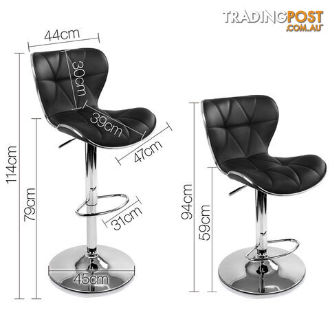 Set of 2 PU Leather Kitchen Bar Stool Black - photo 2 of 10