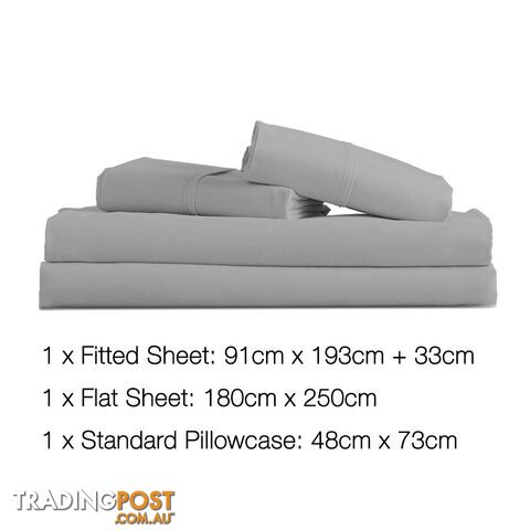 3 Piece Microfibre Sheet Set Single _ÑÐ  Grey