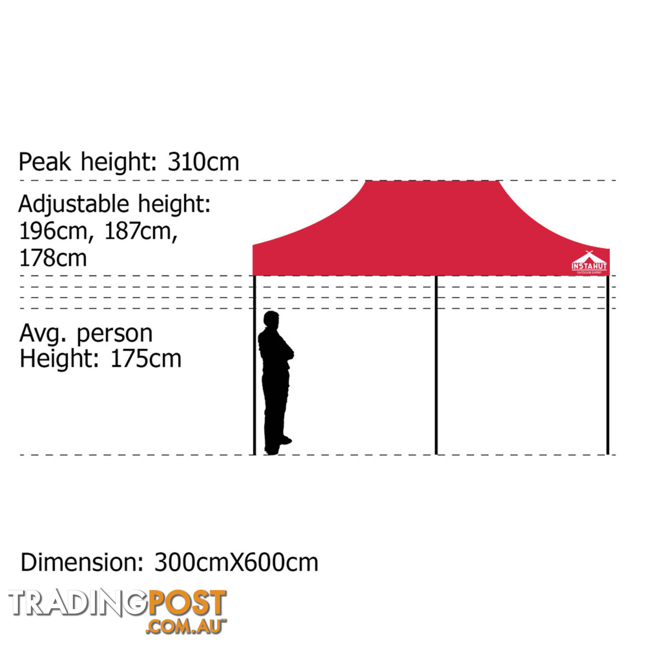 3X6 Pop Up Gazebo - Red