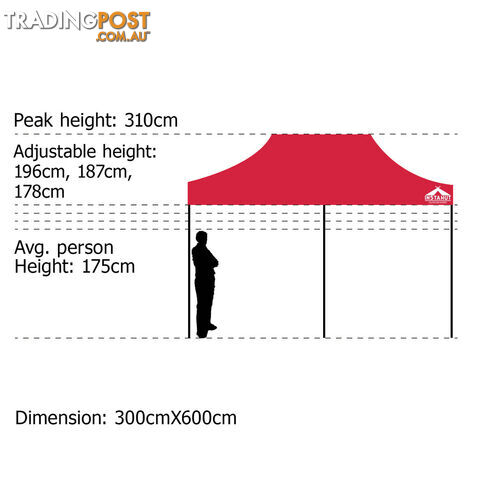 3X6 Pop Up Gazebo - Red