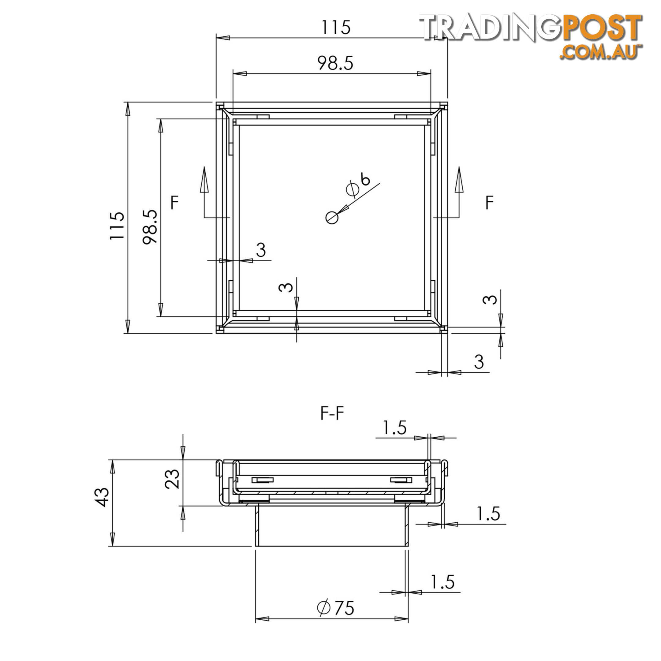 Square Stainless Steel Shower Grate Drain Floor Bathroom 75mm Depth