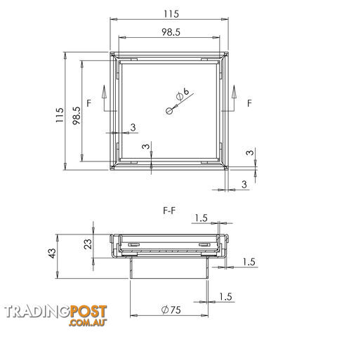 Square Stainless Steel Shower Grate Drain Floor Bathroom 75mm Depth