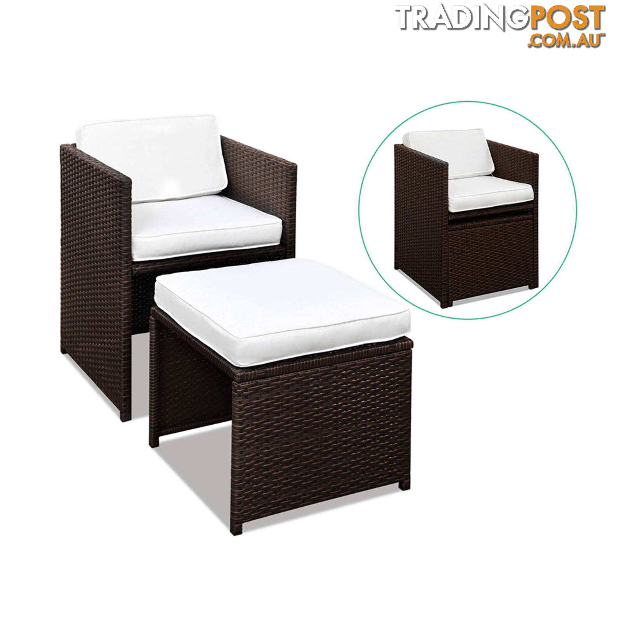 Hawaii Dining 9 Seater Set _ÑÐ Brown & White