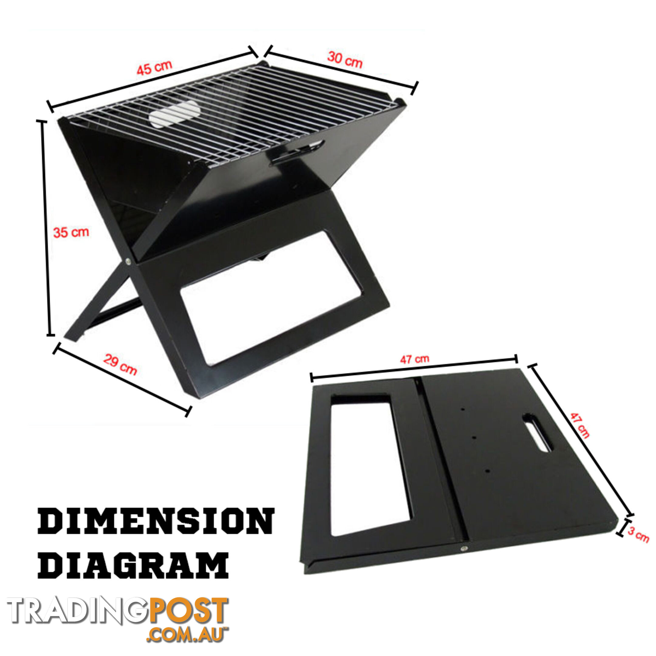 Portable Notebook Grill BBQ Foldable Folding Charcoal Camping Barbecue Picnic