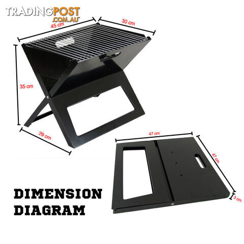 Portable Notebook Grill BBQ Foldable Folding Charcoal Camping Barbecue Picnic