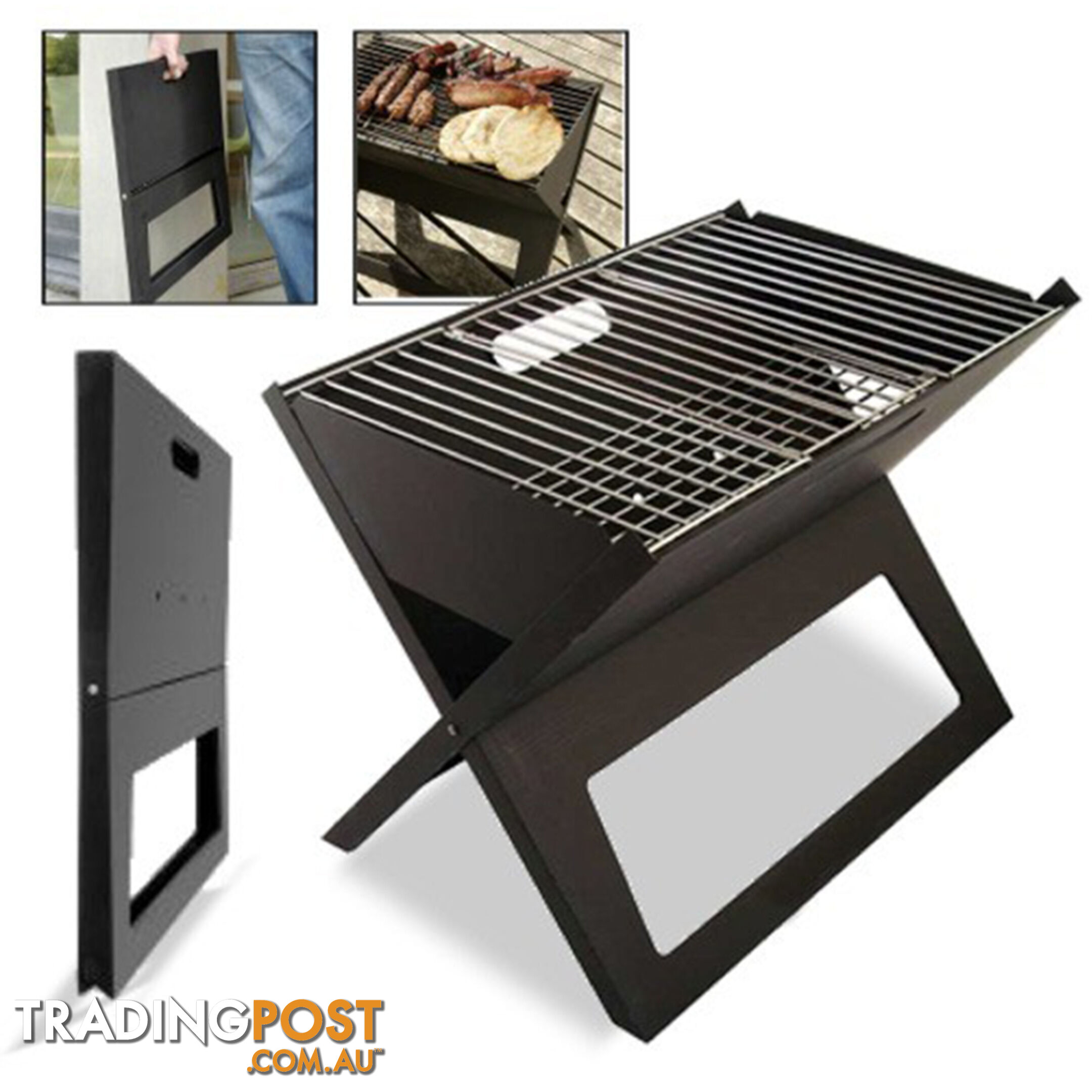 Portable Notebook Grill BBQ Foldable Folding Charcoal Camping Barbecue Picnic