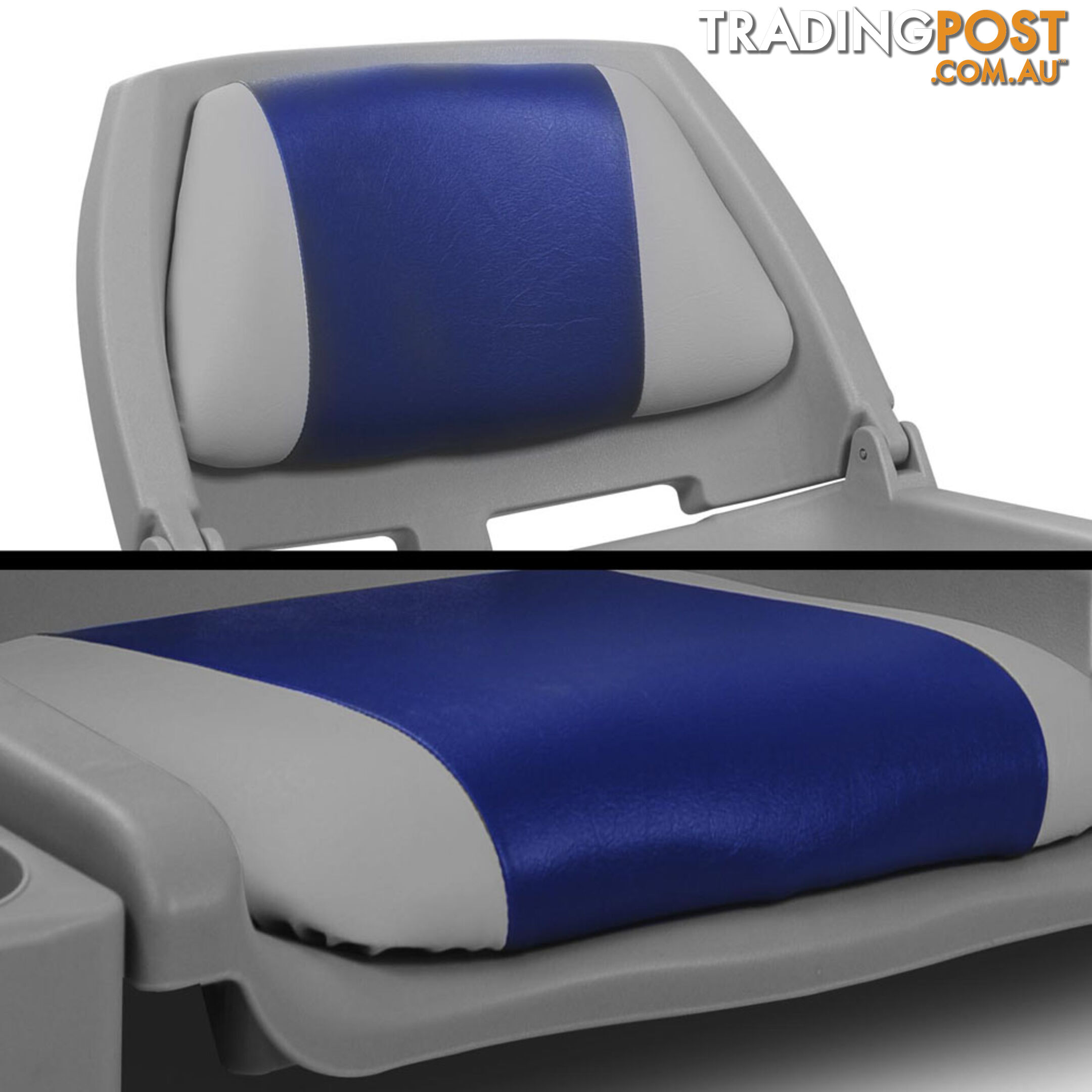 Set of 2 Swivel Folding Marine Boat Seats White Blue