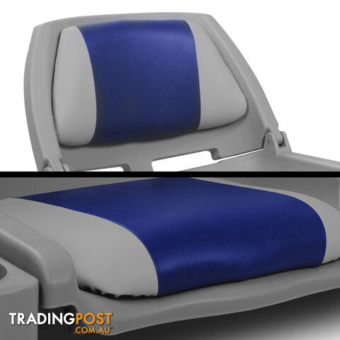 Set of 2 Swivel Folding Marine Boat Seats White Blue