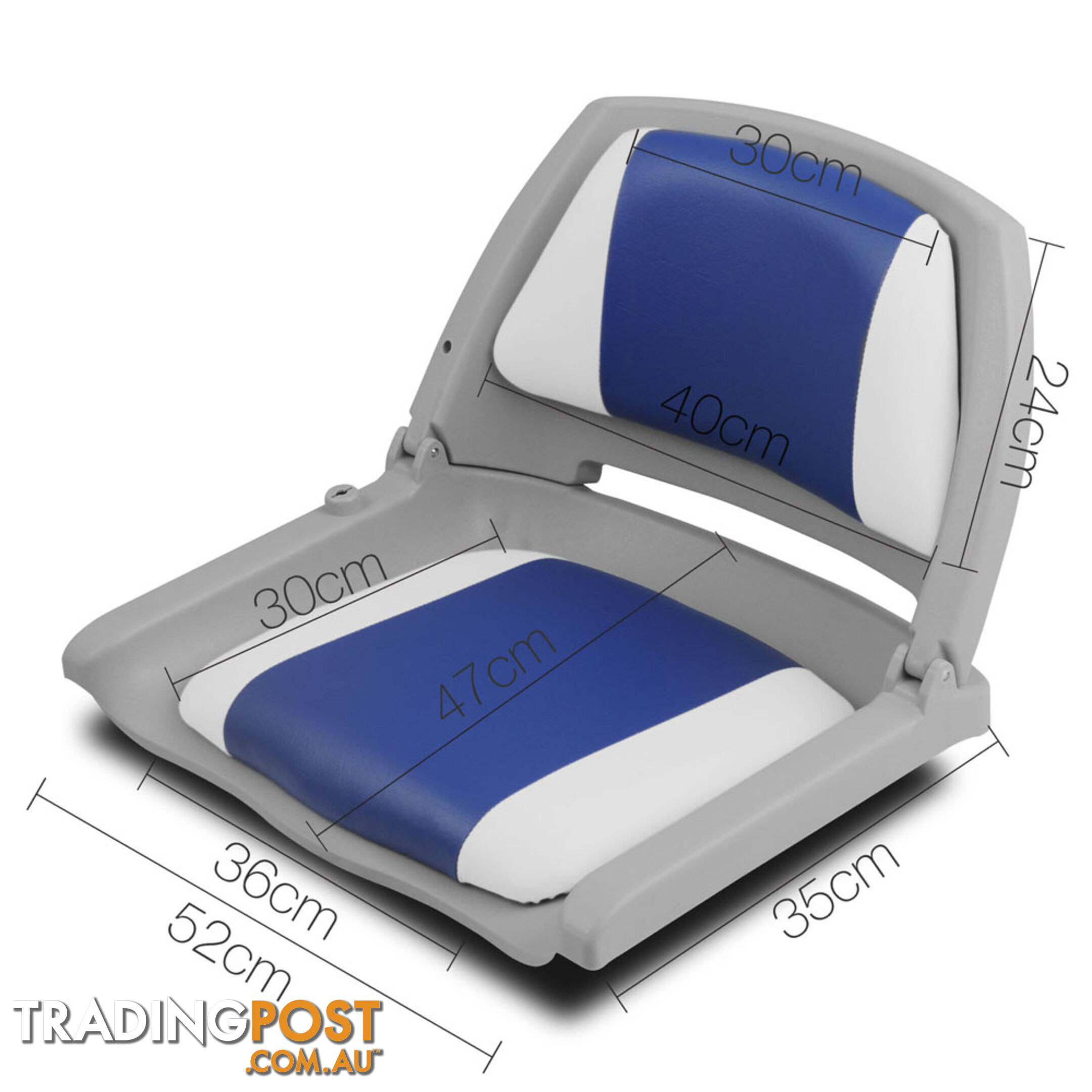 Set of 2 Swivel Folding Marine Boat Seats White Blue