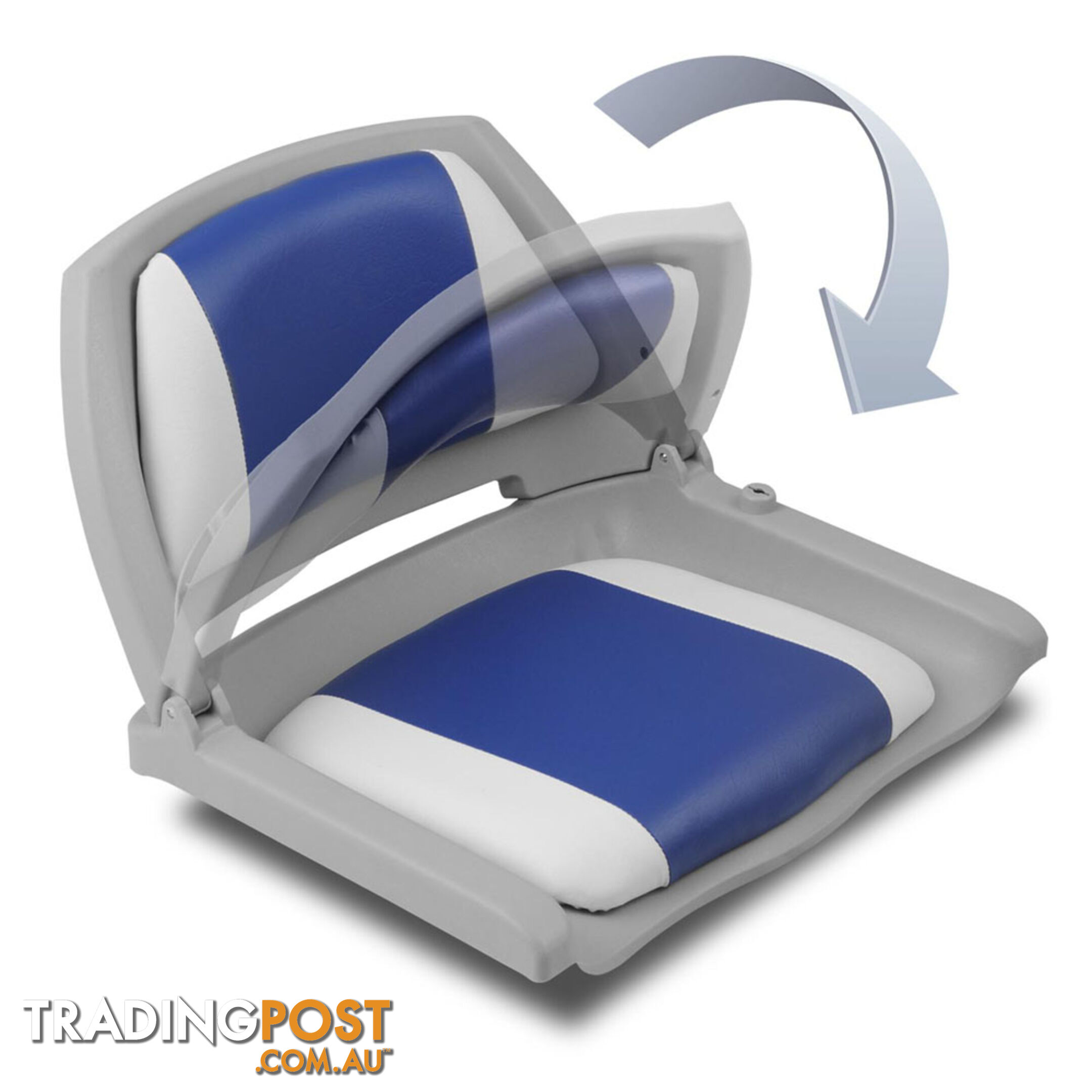 Set of 2 Swivel Folding Marine Boat Seats White Blue