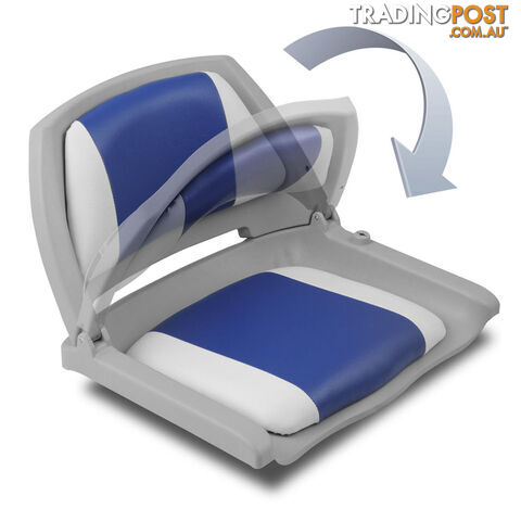 Set of 2 Swivel Folding Marine Boat Seats White Blue