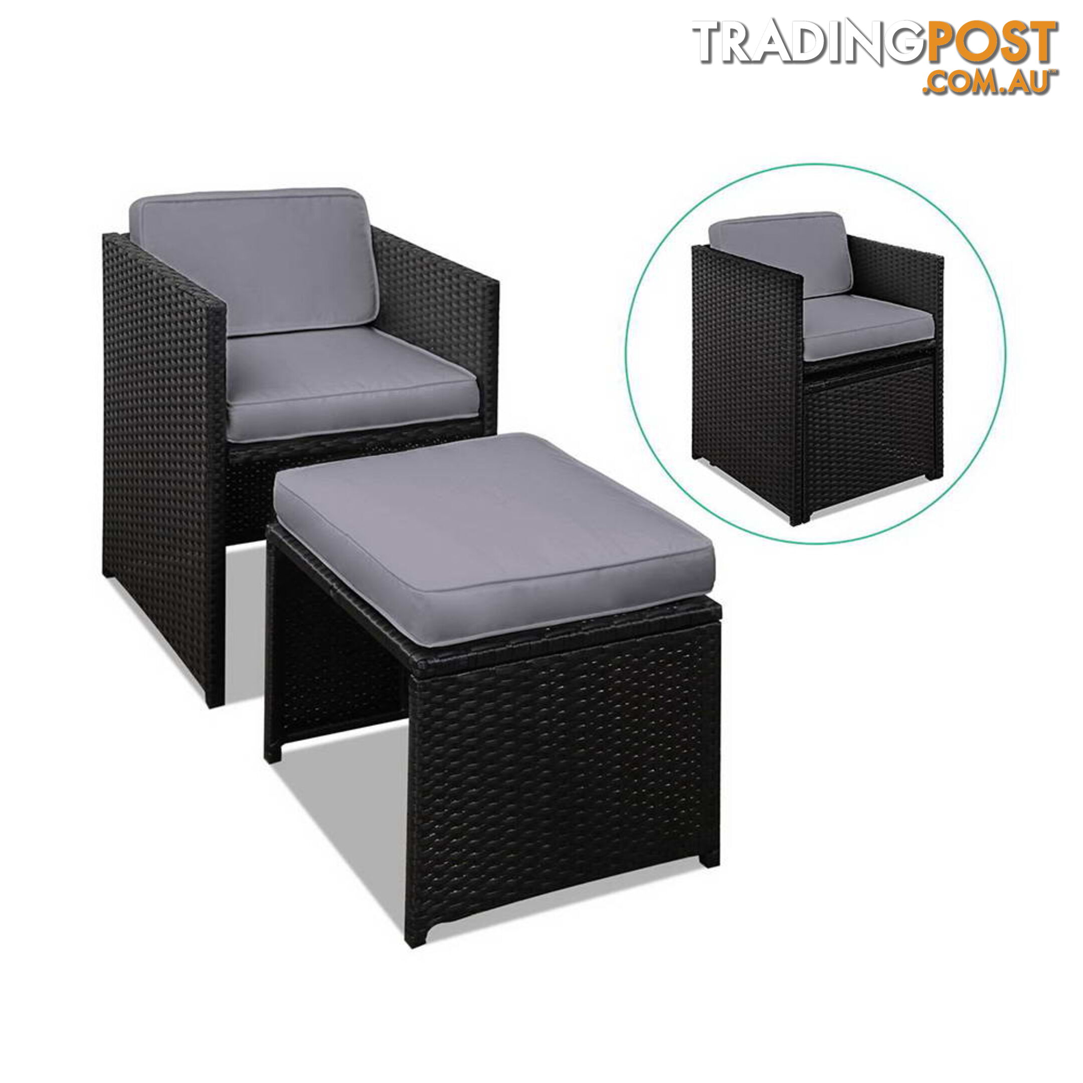 Hawaii Dining 9 Seater Set _ÑÐ Black & Grey