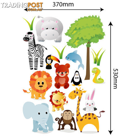 Large Size Cute Zoo Animals Kids Wall Stickers - Totally Movable - photo 2 of 3