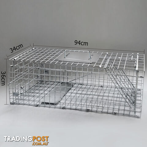 Humane Animal Trap Cage 94 x 34 x 36cm Silver