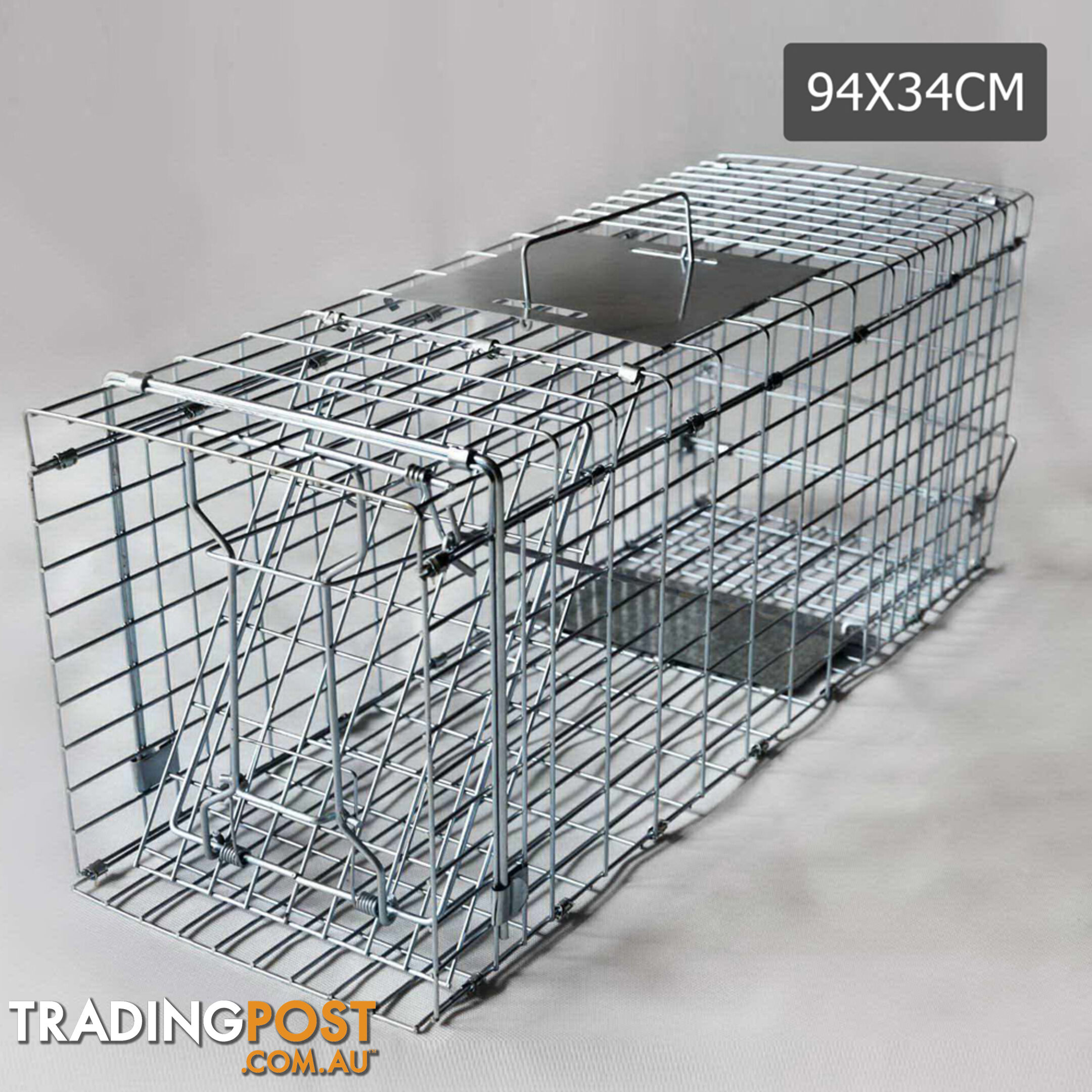 Humane Animal Trap Cage 94 x 34 x 36cm Silver