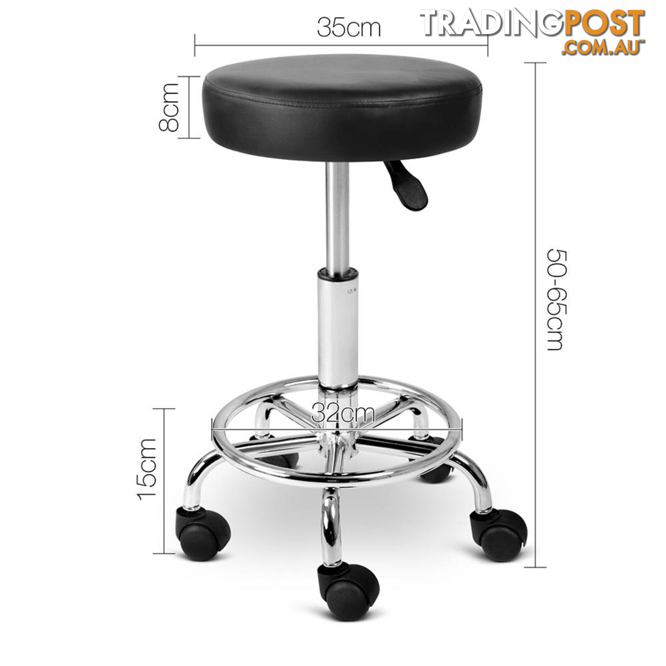 Round PU Swivel Salon Stool Black