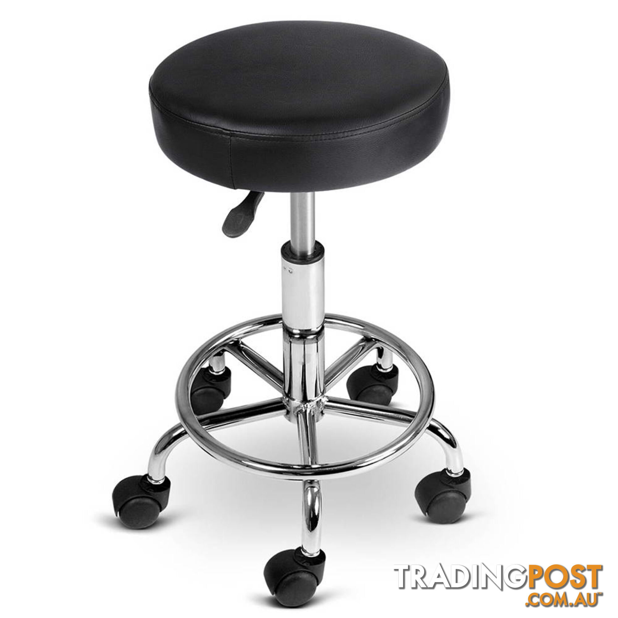 Round PU Swivel Salon Stool Black