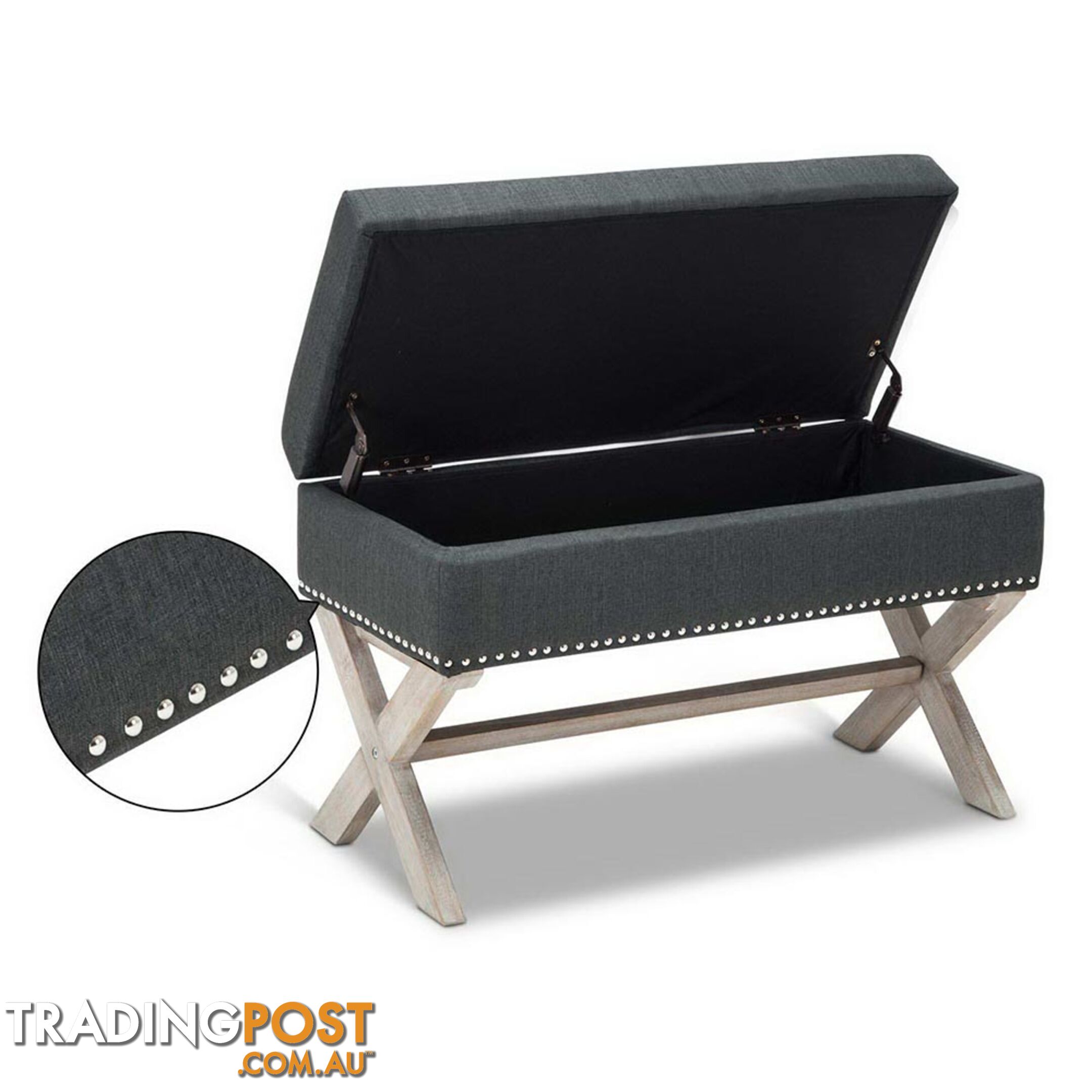 Seat Footstool Bench Stool Storage Ottoman - Grey