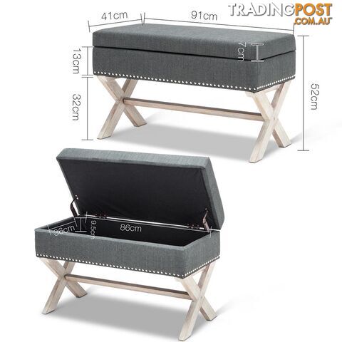 Seat Footstool Bench Stool Storage Ottoman - Grey