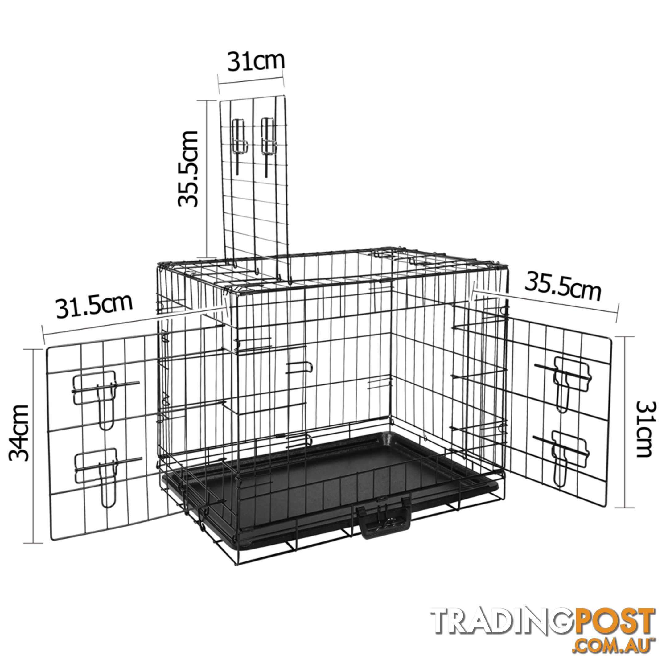 24 Inch Pet Portable Foldable Metal Cage Black