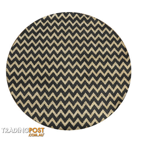 Printed Chevron Rug Black & Natural 120x120cm