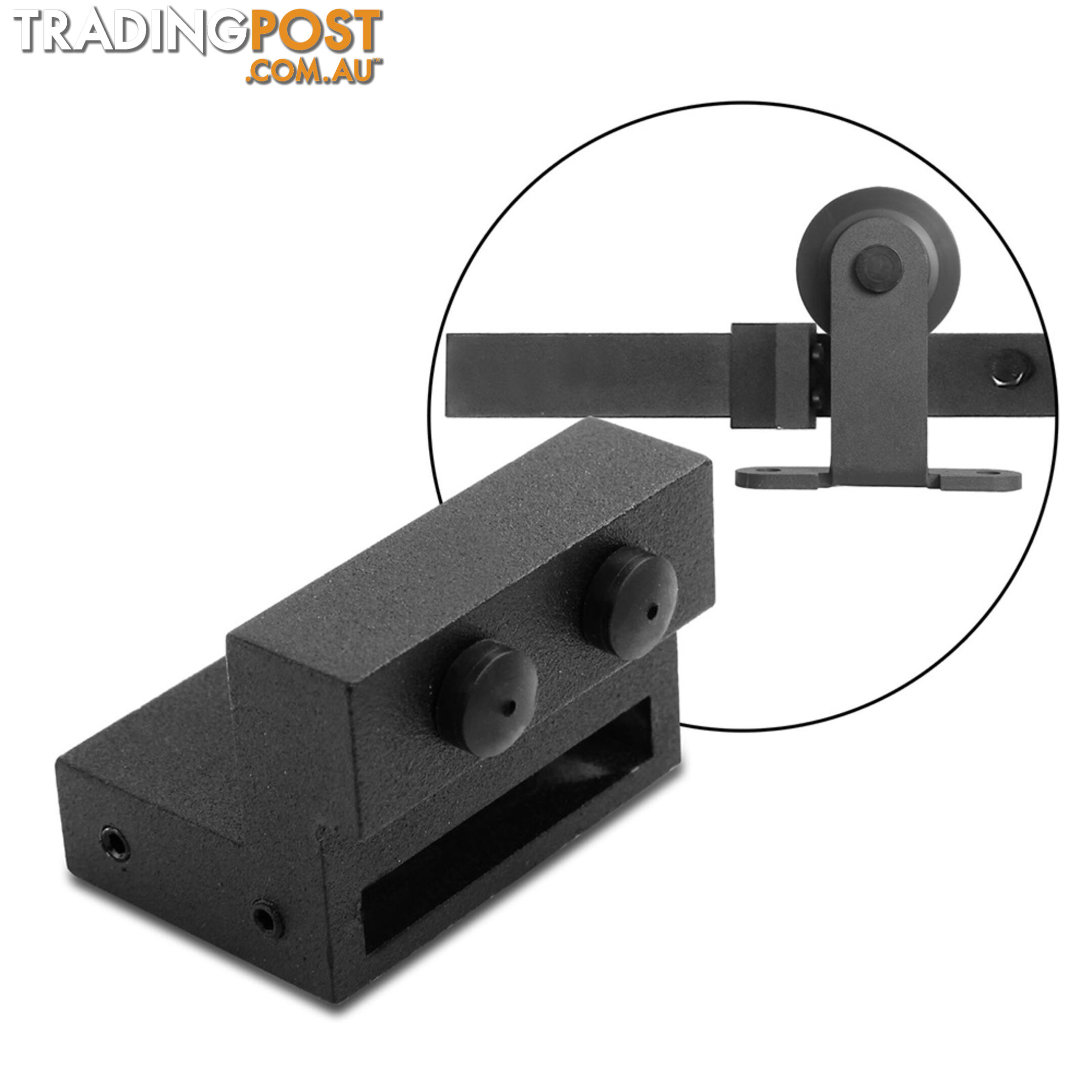 Sliding Barn Door Hardware Track Set Powder Coat Steel Black - 2M