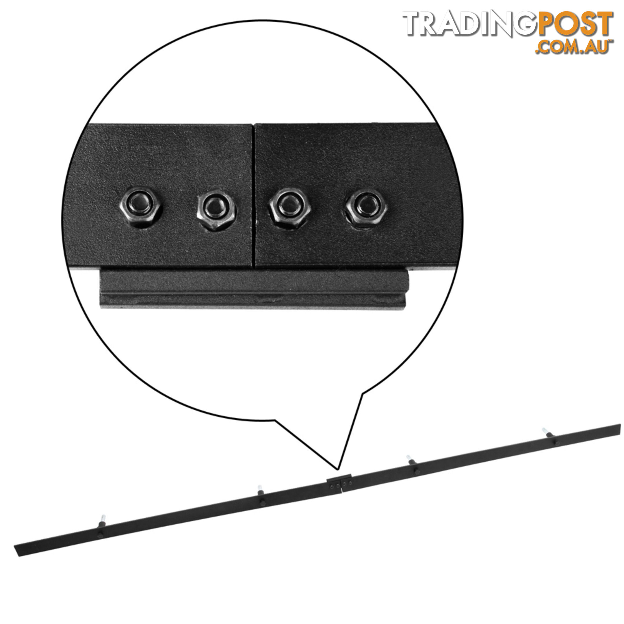 Sliding Barn Door Hardware Track Set Powder Coat Steel Black - 2M