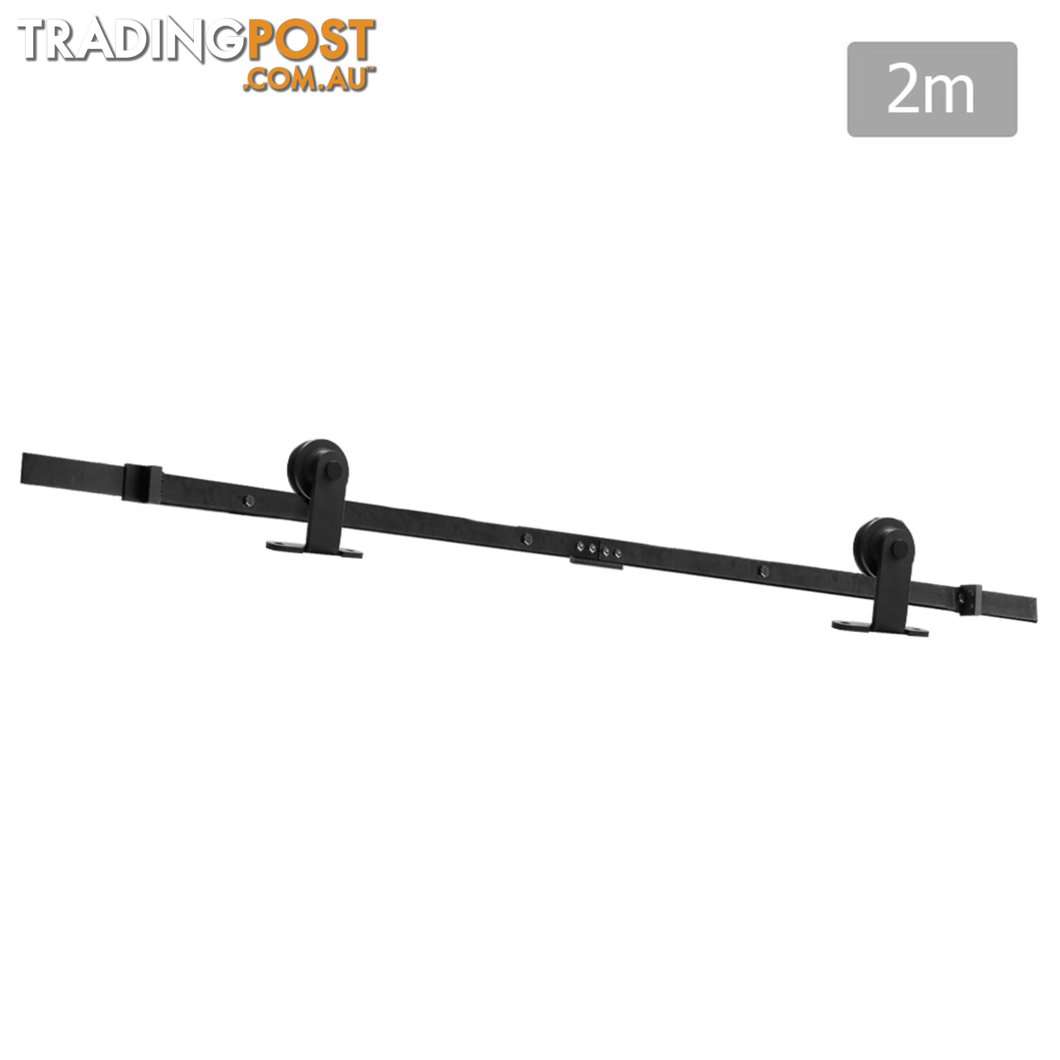 Sliding Barn Door Hardware Track Set Powder Coat Steel Black - 2M