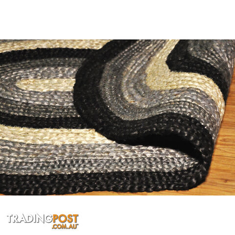 Oval Cotton Grey Rug Black & Grey 80x120cm - photo 3 of 3