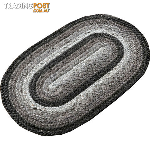 Oval Cotton Grey Rug Black & Grey 80x120cm