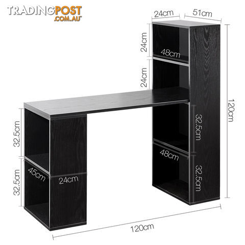 6 Storage Shelf Office Computer Desk Black - photo 2 of 7
