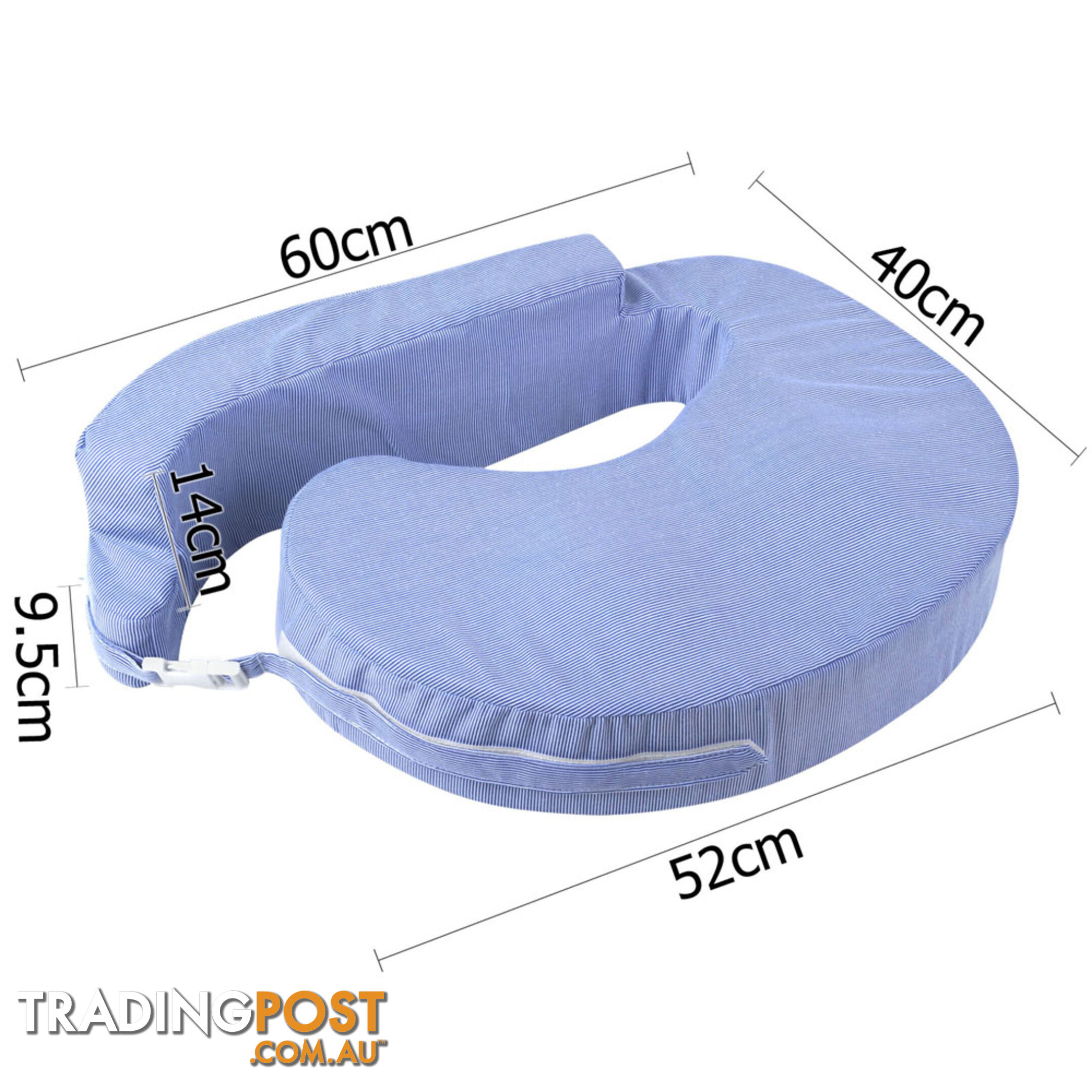 Baby Breast Feeding Support Memory Foam Pillow w/ Zip Cover Blue