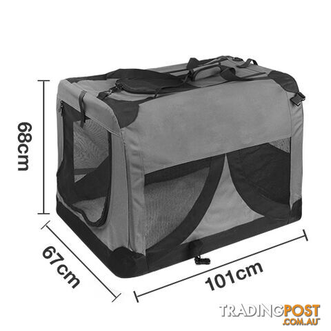 Extra Large Portable Soft Pet Dog Crate Cage Kennel Grey - photo 3 of 4