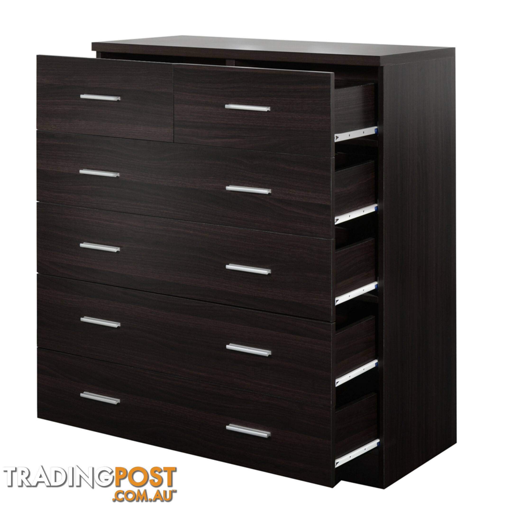 Tallboy 6 Drawers Storage Cabinet Walnut