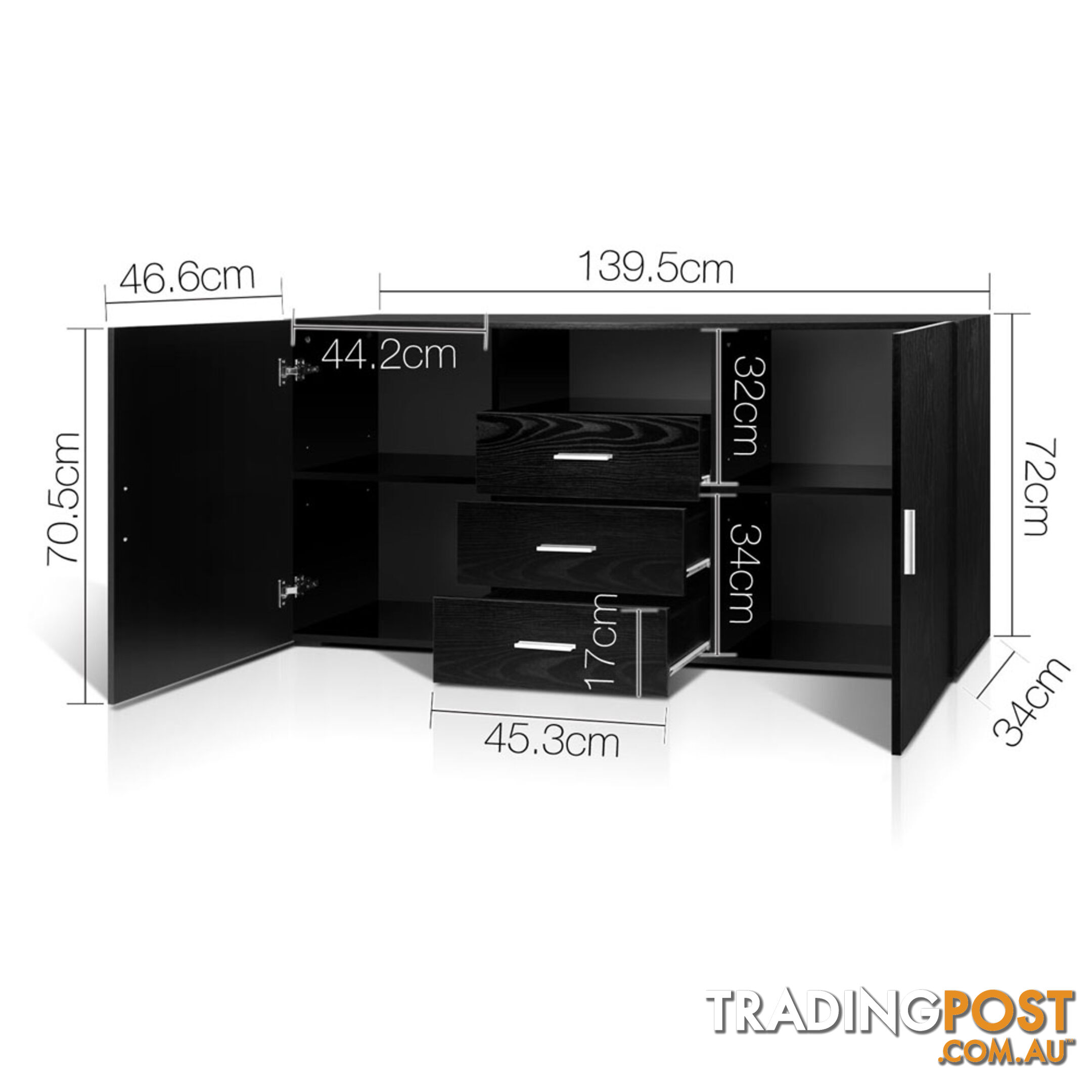 Buffet Sideboard Cabinet - Black