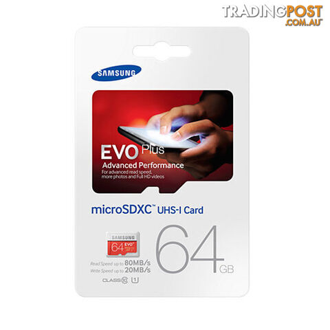 Samsung EVO PLUS 64GB Micro SD Memory Card 80R/20W MB-MC64D